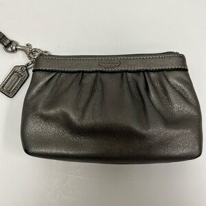 Coach Pewter Metallic Leather Wristlet